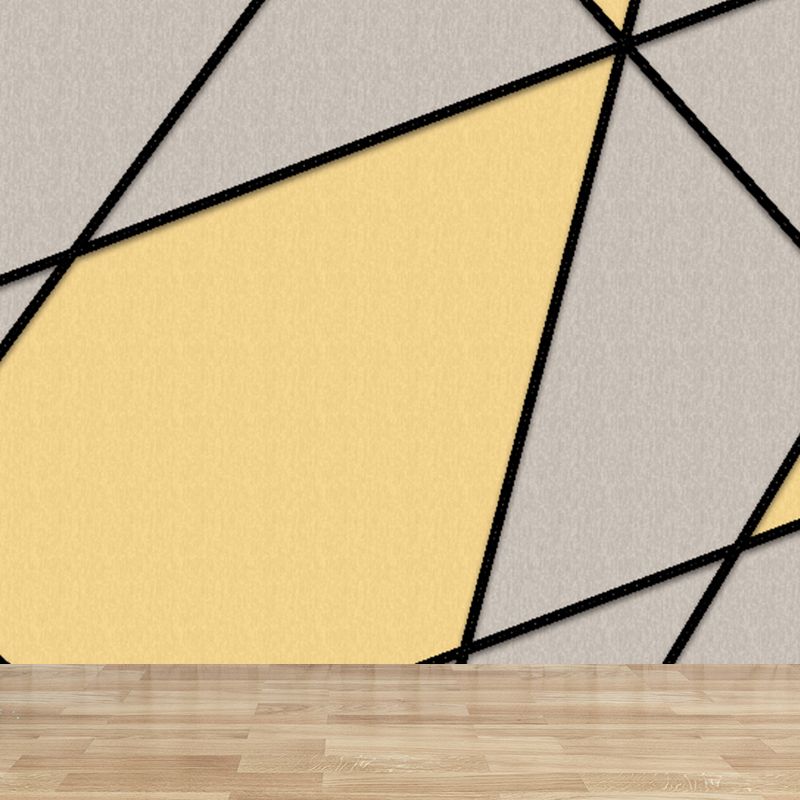 Soft Color Geometry Pattern Mural Moisture-Proofing Wall Covering for Dining Room
