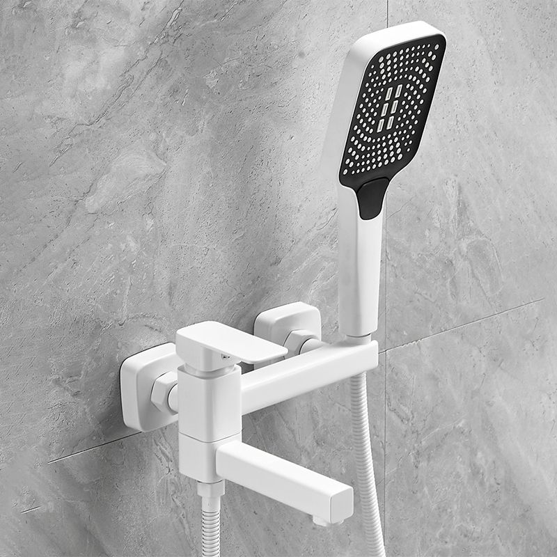 Modern Wall Mounted Metal Tub Filler Low Arc Swivel Bathroom Faucet