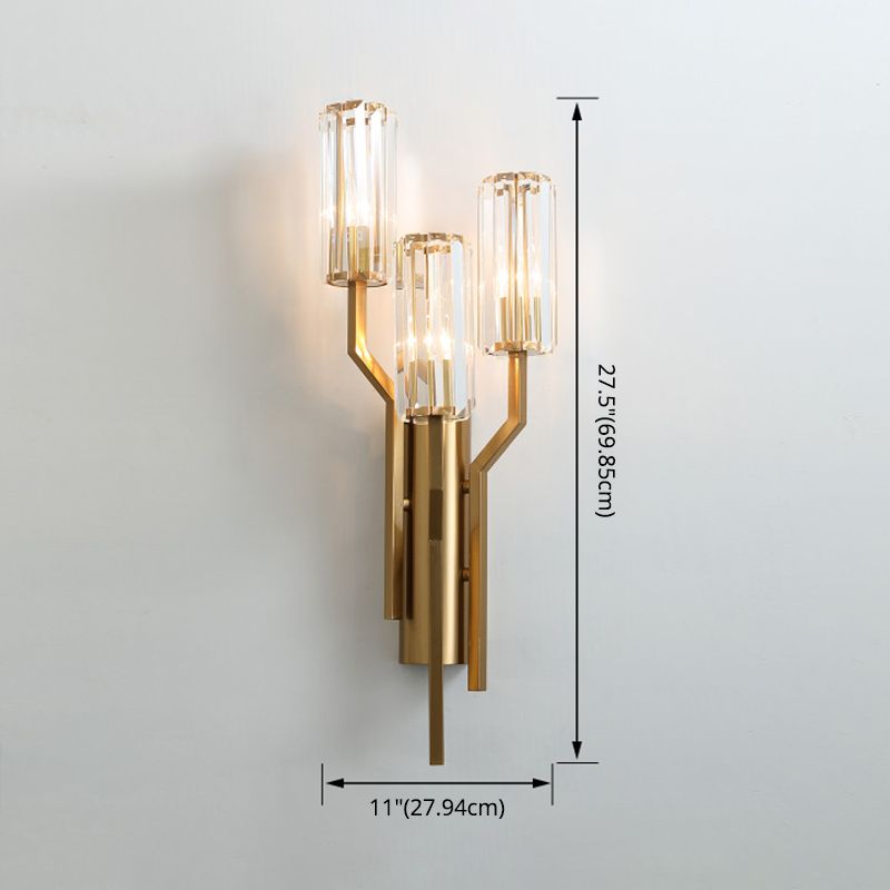 Gold Geometric Wall Sconce in Modern Luxury Style Warhing Fir Wall Lampe With Crystal Shade