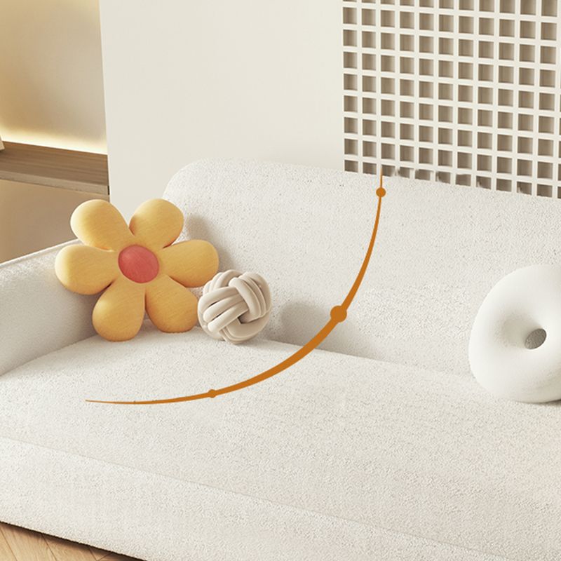 Glam White Wool Futon Sleeper Sofa with Storage in Solid Wood