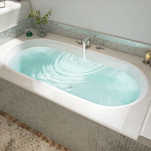 Contemporary Oval Acrylic Bathtub Soaking Drop-in Bathtub with Faucet