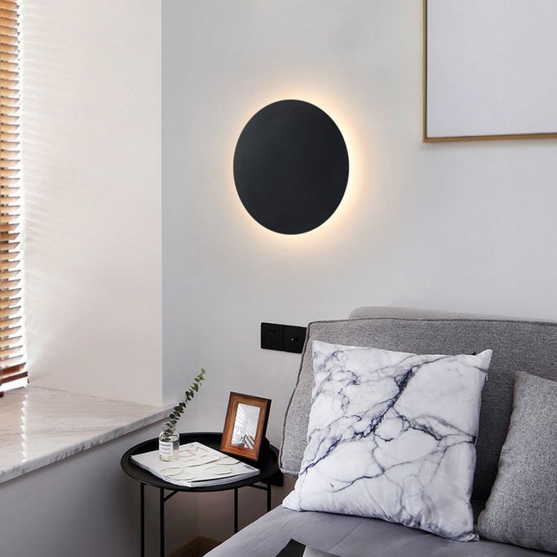 Round LED Wall Mount Light 1-Light Wall Sconce Light with Iron Shade for Living Room