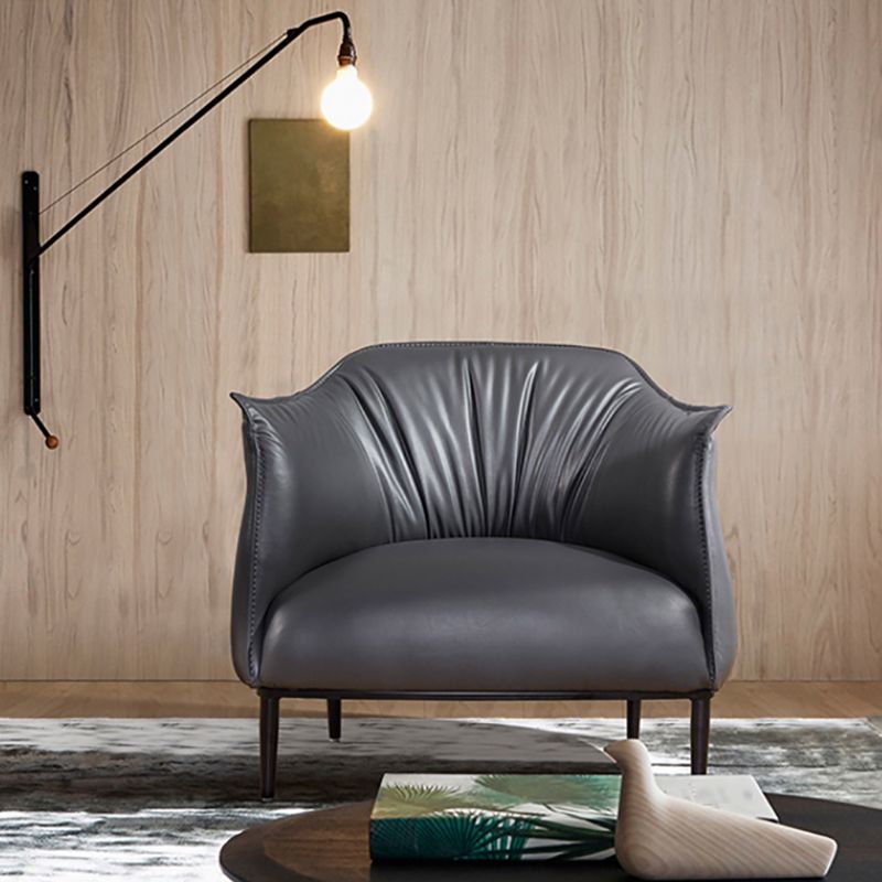 Bonded Leather Arms Included with Black Legs Flared Arms Accent Armchair