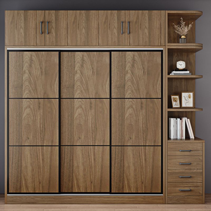 Modern Style Freestanding Wardrobe Pine Wood Wardrobe with Drawer
