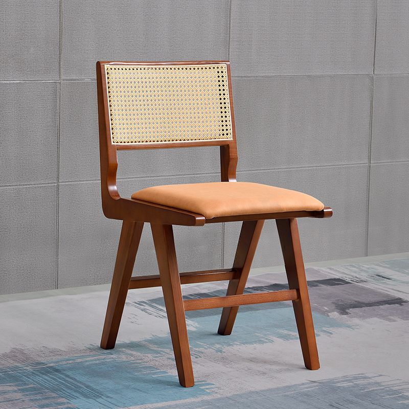 Traditional Style Dining Chair Solid Wood Cane Back Chair for Home