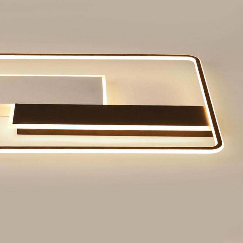 Geometric Semi Flush Mount Ceiling Light Modern Style Aluminium Semi-Flush Light en noir et blanc