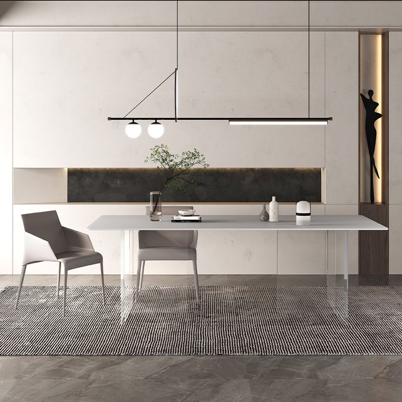 Mesa de comedor rectangular de vidrio mesa de vidrio transparente para comedor y cocina