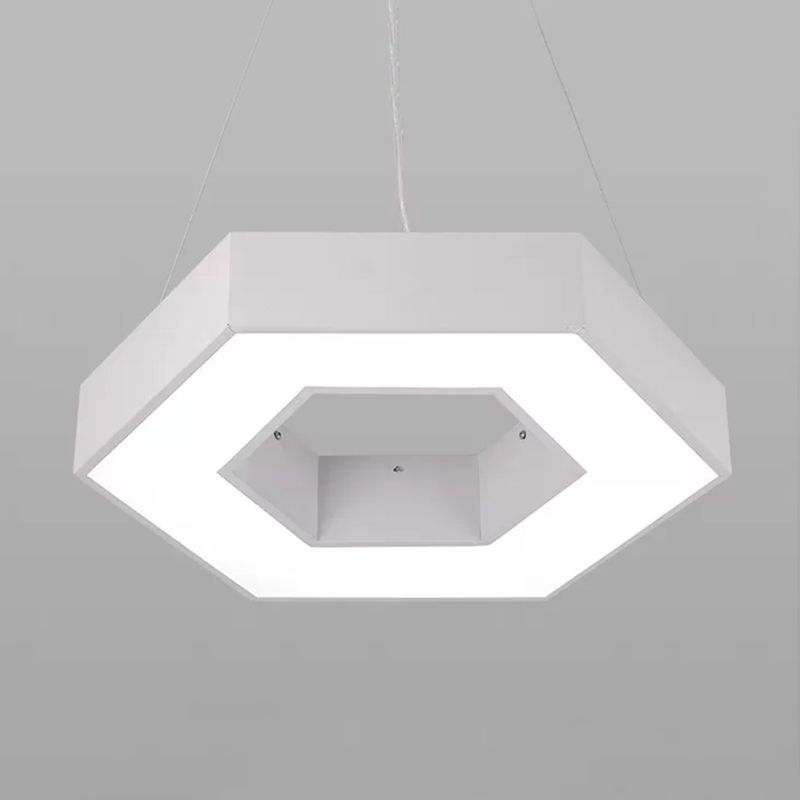 Plafonnier LED de forme hexagonale en fer moderne, 1 lumière, montage encastré pour bureau