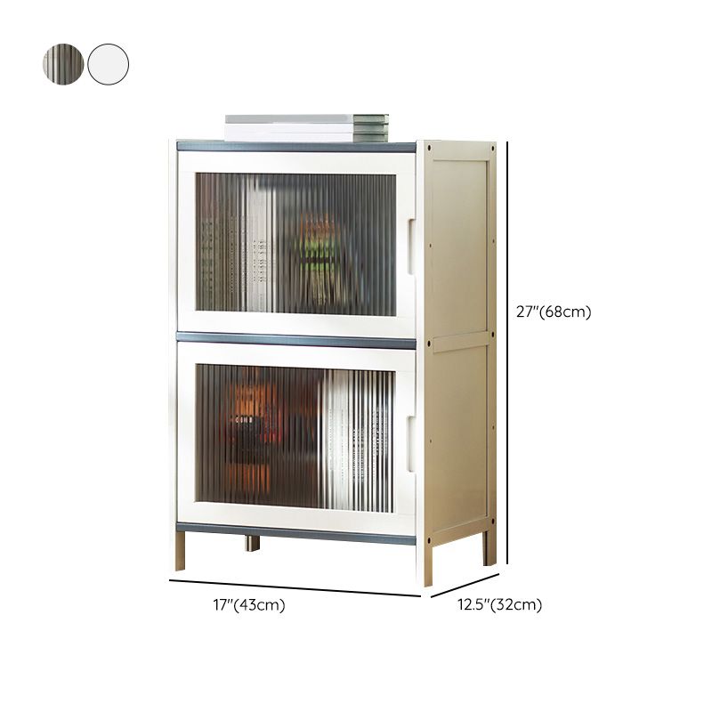 Rectangle Contemporary Cabinet with Glass Doors in Whiet,16.93" Long