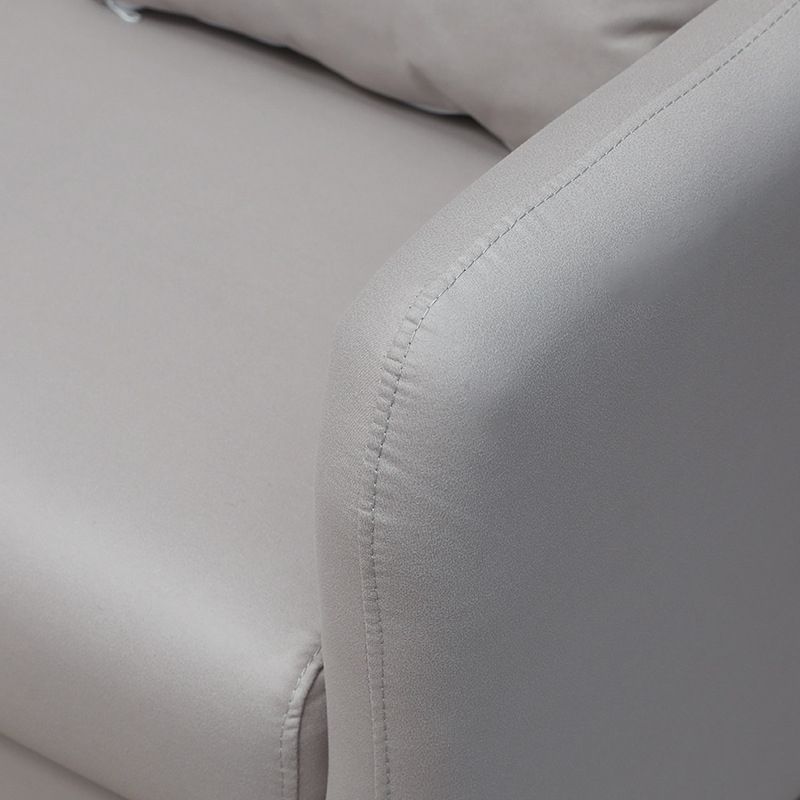Scandinavian 3-seater Faux Leather Sofa Pillow Back Couch with Tuxedo Arm