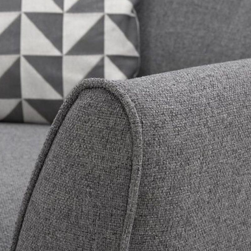 Tufted Flared Arm Sofa 3-Seater 34.64" H Linen Cushions Sofa