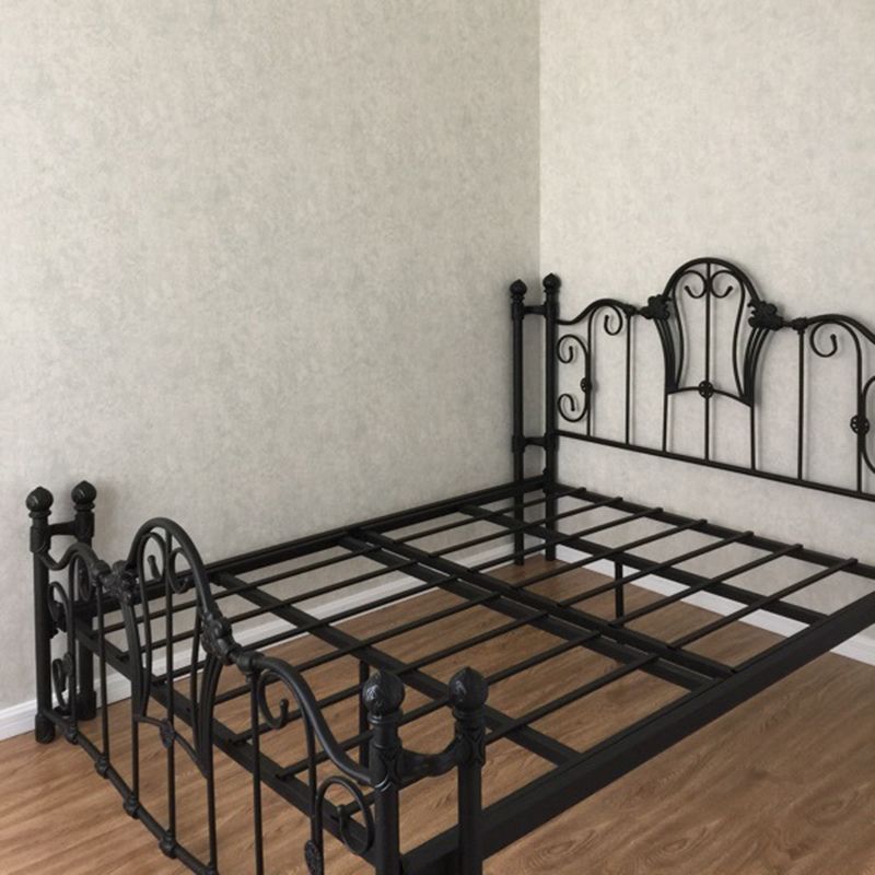 Metal Open-Frame Bed Solid Color Slat Bed with Custom Gold Leg