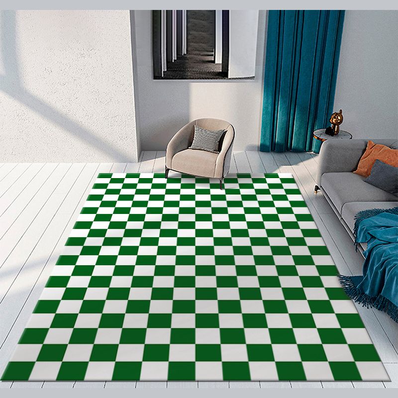 Funky Checkered Print Rug Polyester Area Carpet Stain Resistant Indoor Carpet for Living Room