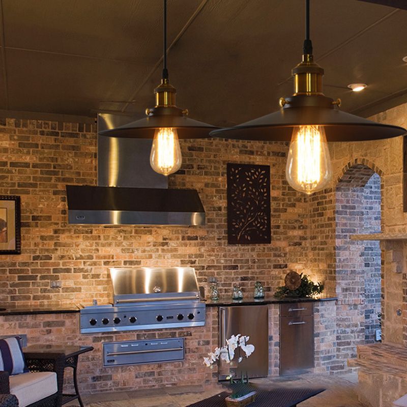 Industrial Style Pendant Light Fixtures with Metal Shade for Living Room Coffee Shop