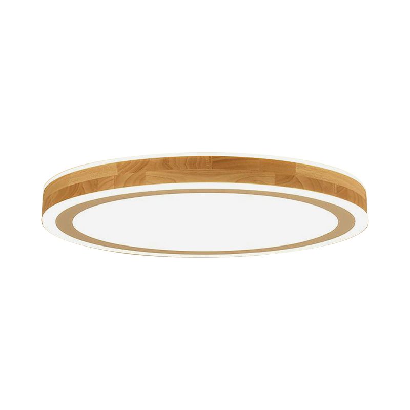 Lampe nordique à montage encastré à double anneau Halo, éclairage de plafond de couloir à LED en bois de 12 "/ 15" de diamètre en Beige
