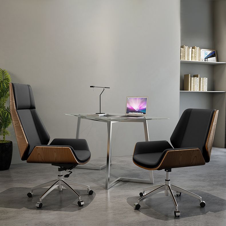 Chrome Metal Frame Modern Desk Chair with High Back Armless Executive Office Chair