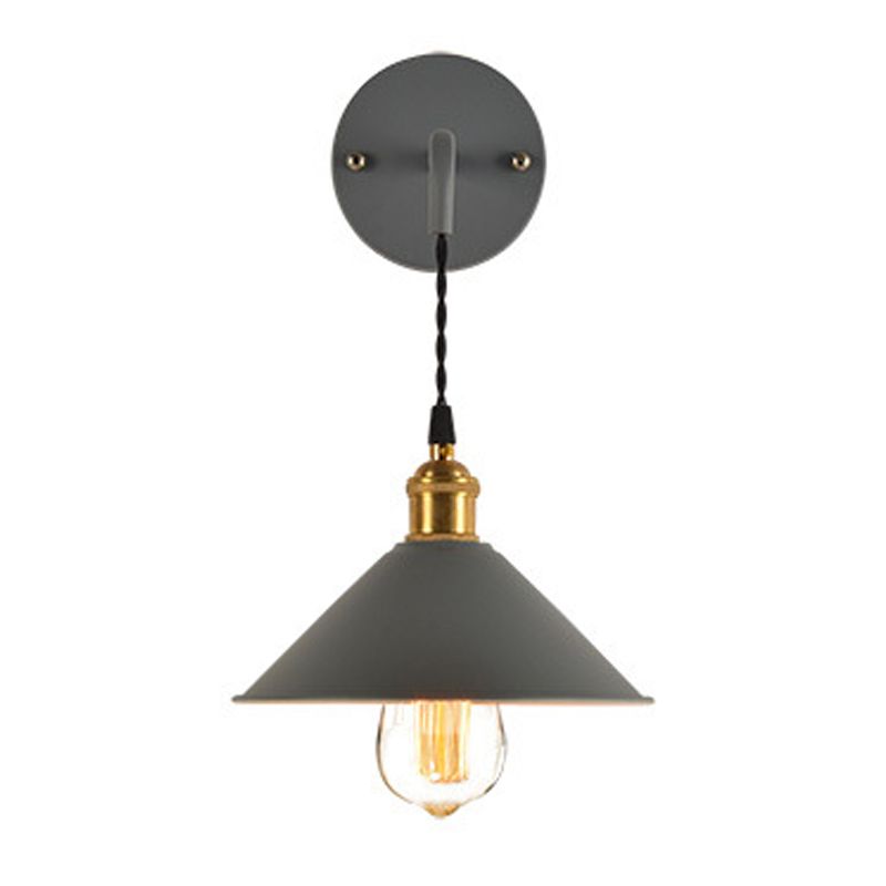 Modern Creative Hanging Wall Lamp Copper Tapered Macaroon Wall Light with Wrought Iron Shade