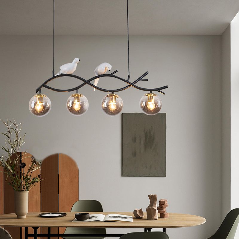 Contemporary Sphere Island Light Glass Island Lighting Fixtures for Kitchen