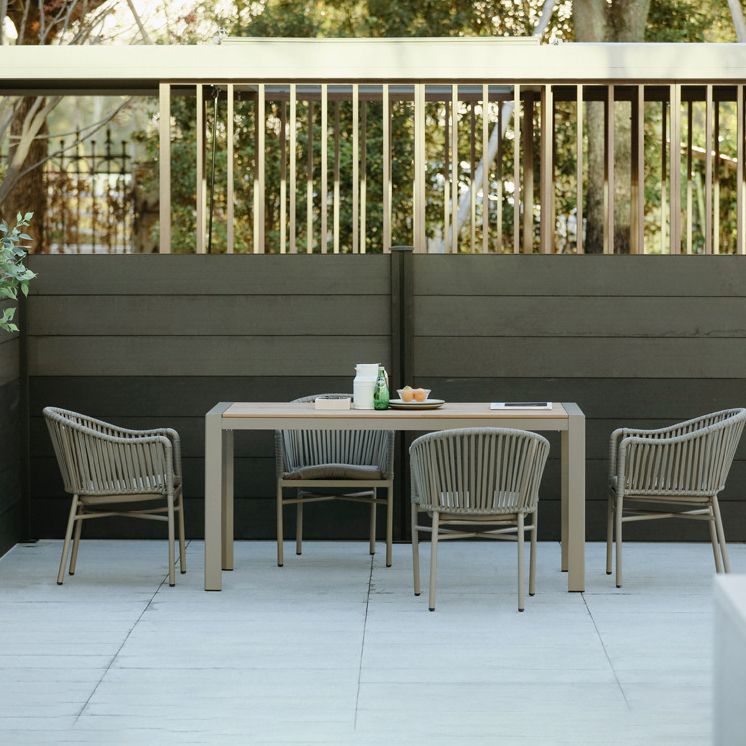 Modern 1/2/3/5/7 Pieces Metal Dining Set Wood Dining Table Set for Outdoor