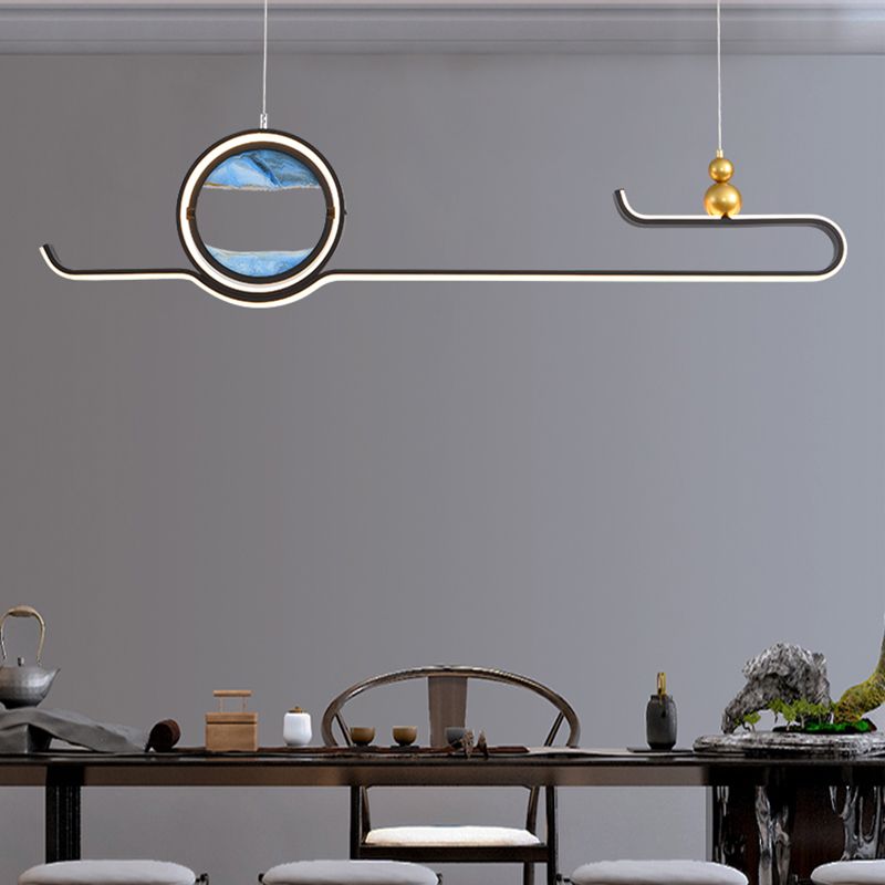 Modern Aluminum Island Light Fixtures Geometry 2-Light Restaurant LED Hanging Lamps