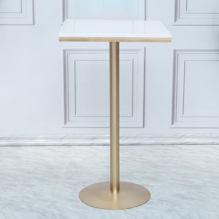 Solid Wood Bar Table Gold and Metal Base Bar Table for Kitchen Living Room Coffee Room