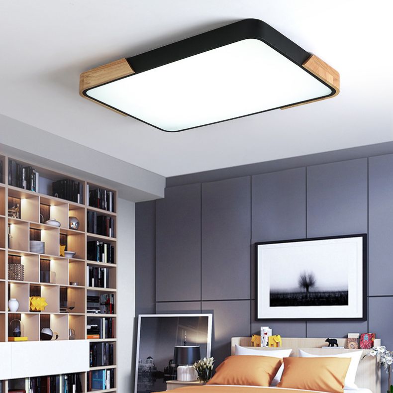 Rectangle Flush Mount Fixture Contemporary Metal 1 Light Flush Light