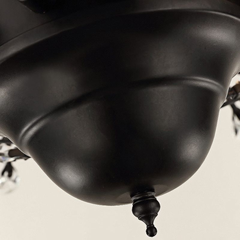 Contemporary Leaf Flush Light Crystal Flush Mount Ceiling Fixture in Black