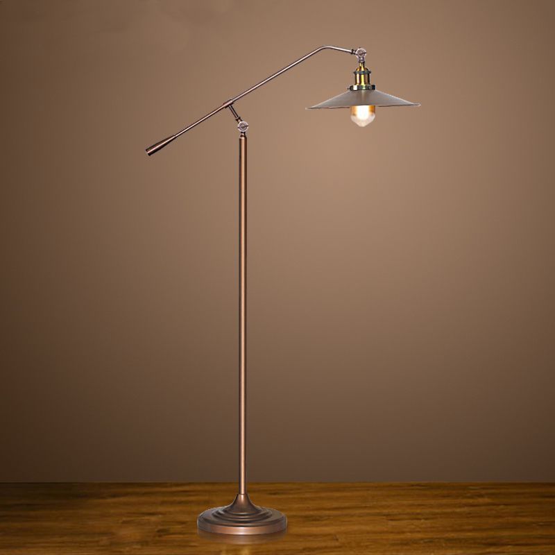 Flared Schattenstocklampe Antiquitäten stilvoller Metall 1 Kopf Wohnzimmer Stehendes Licht mit verstellbarem Arm in Bronze