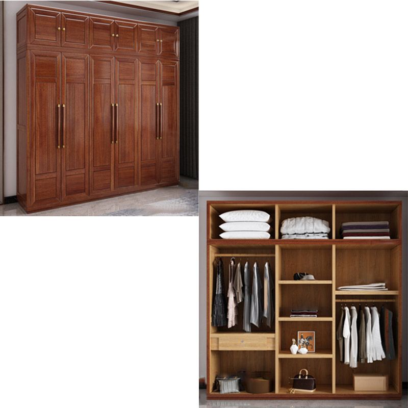 Contemporary Style Wardrobe Armoire Wood Wardrobe Closet with Doors and Drawer