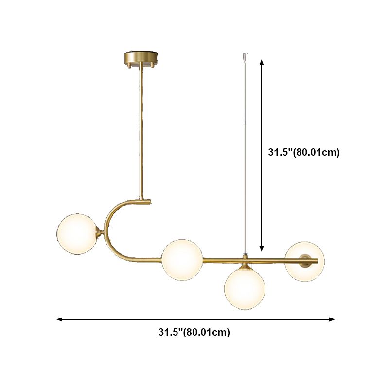 Glass Round Chandelier Light Fixture Simple Island Pendant for Dining Room