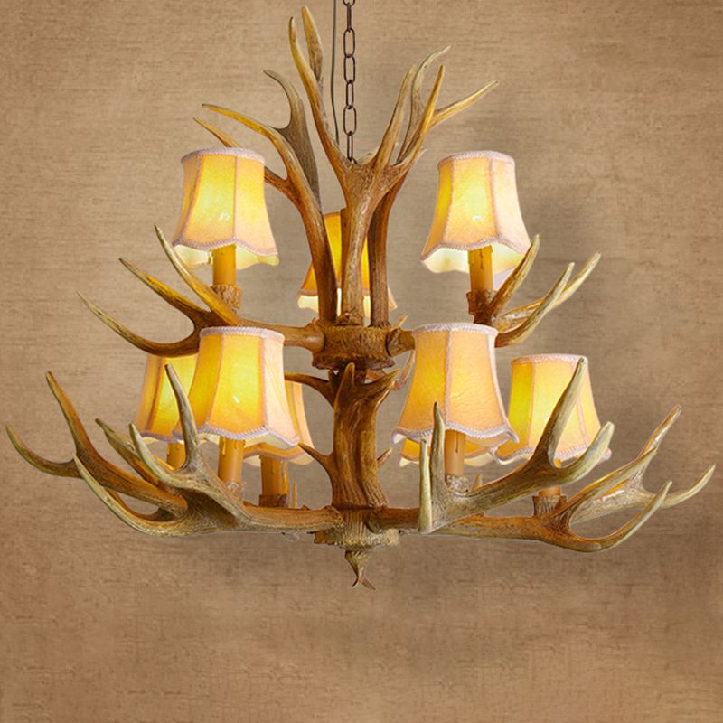 Classic Deer Horn Chandelier Pendant Light Resin Hanging Lighting for Living Room