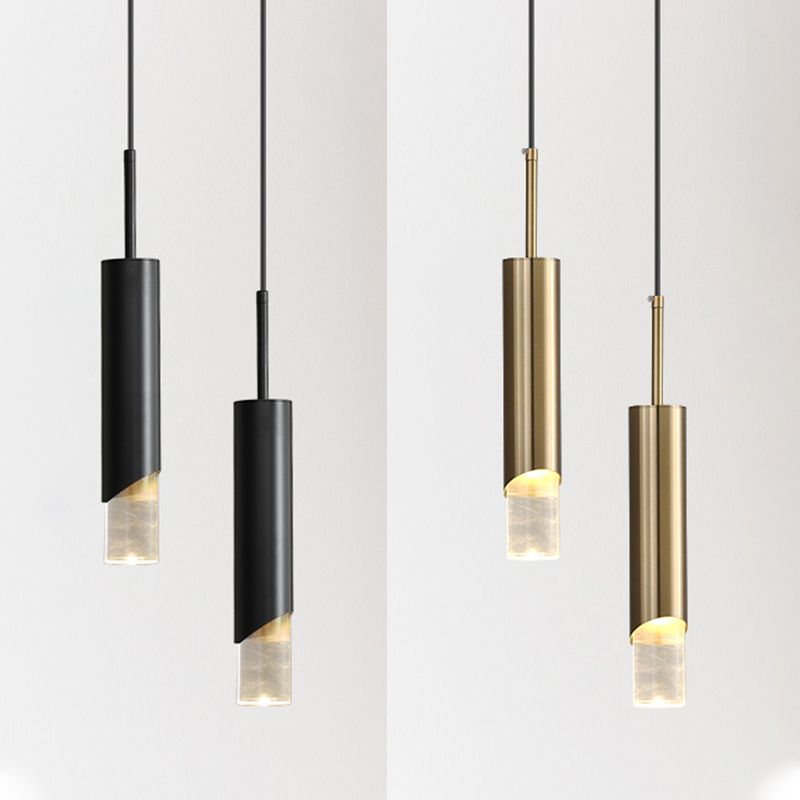 Bedroom Suspended Lighting Fixture Modern Style Hanging Light Kit with Tube Acrylic Shade