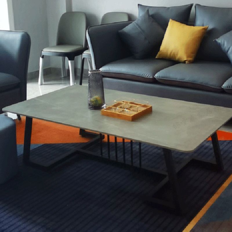 Rectangular Slate 1 Single Coffee Table 17.7-In High Frame Cocktail Table