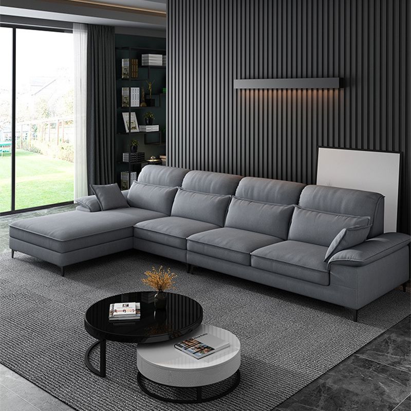 4-seat Modern Sectional 138.58" Wide Fabric Loose Back Sectional