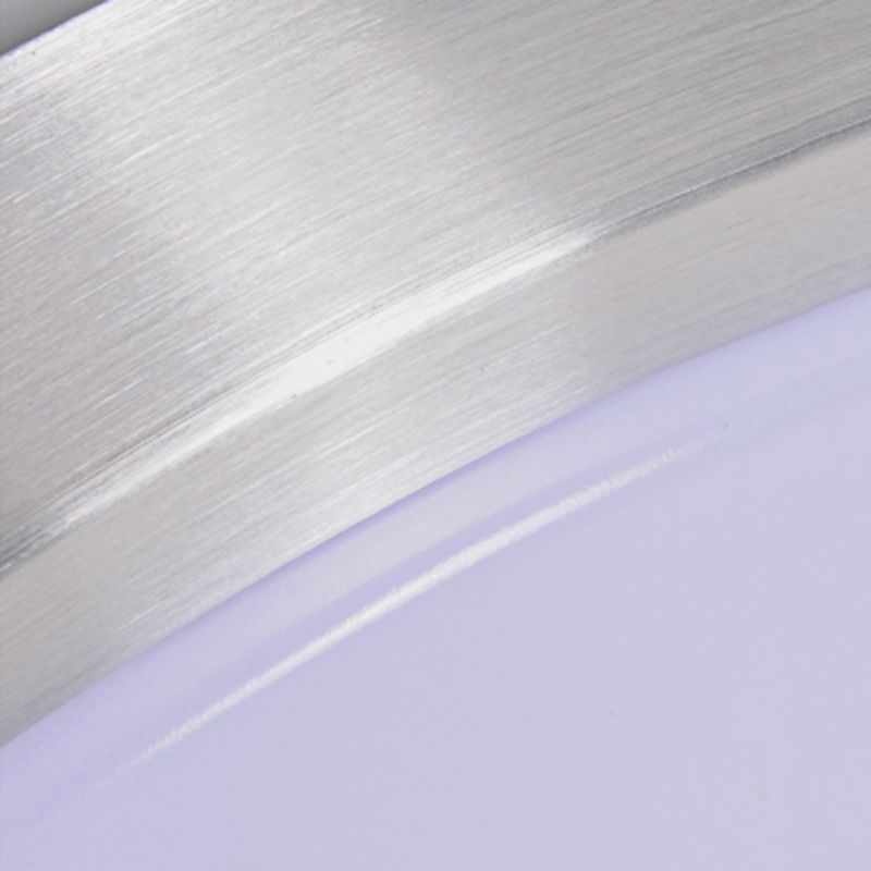 Silver Circular Metal Flush Mount Fixture Simple Style LED Bedroom Ceiling Flush Mount with Acrylic Diffuser, 7.5"/9"/10" Dia