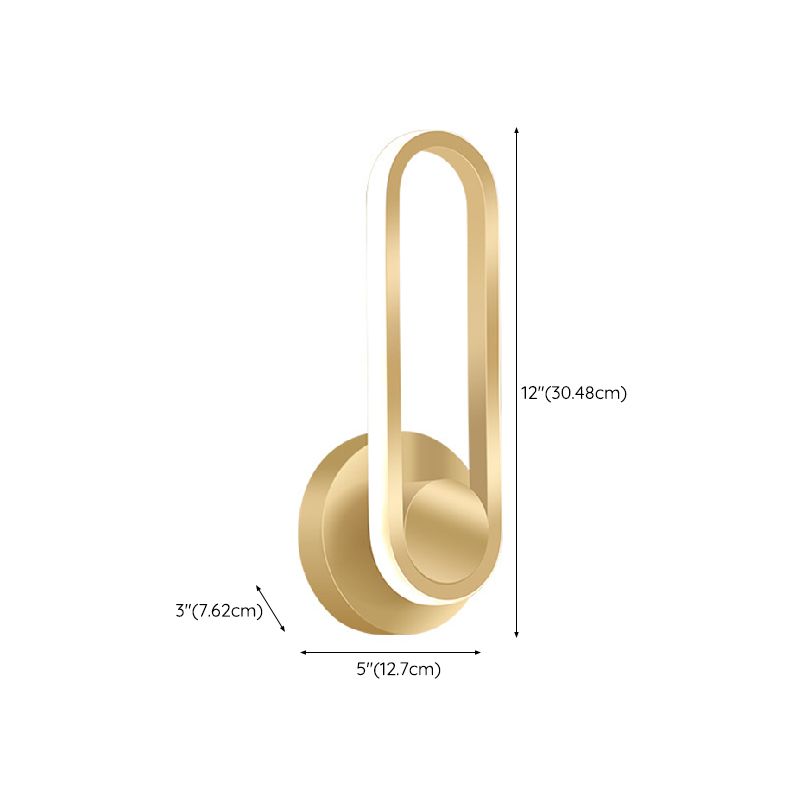 Metal Oval Shape Wall Sconce Modern Style 1 Light Wall Light Fixture in Gold