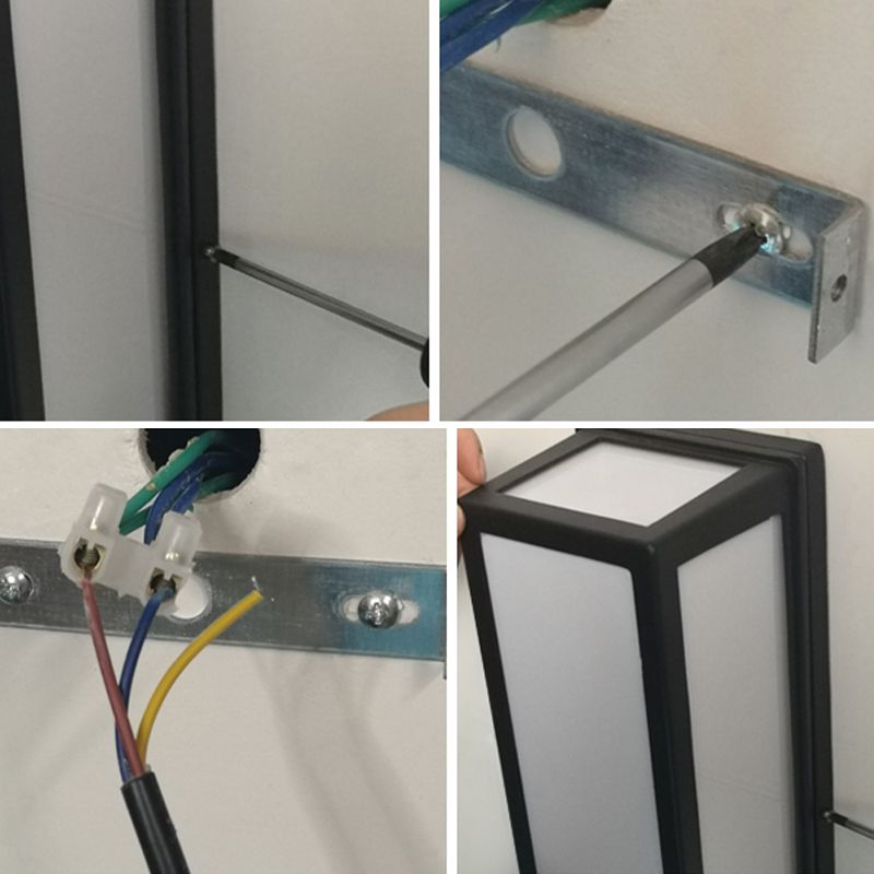 Modern LED Metal Wall Sconce Rectangle Shape Wall Light with Acrylic Shade for Courtyard