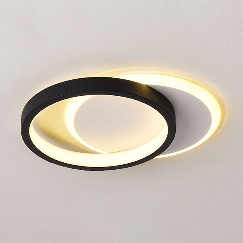 Geometric Aisle Ceiling Flush Mount Light Acrylic LED Simplicity Ceiling Mounted Light in Black-White