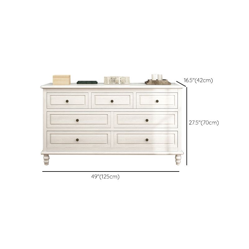 Mid-Century Modern White Chest with 7 Drawers and Turned Legs