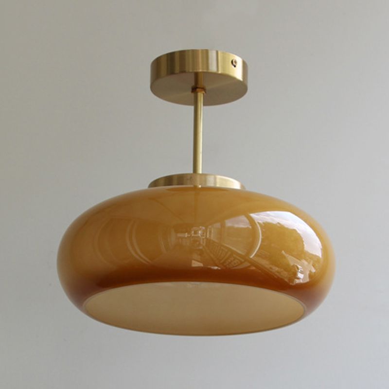 Modern Ceiling Light Orange Ceiling Mount Light with Glass Shade for Bedroom