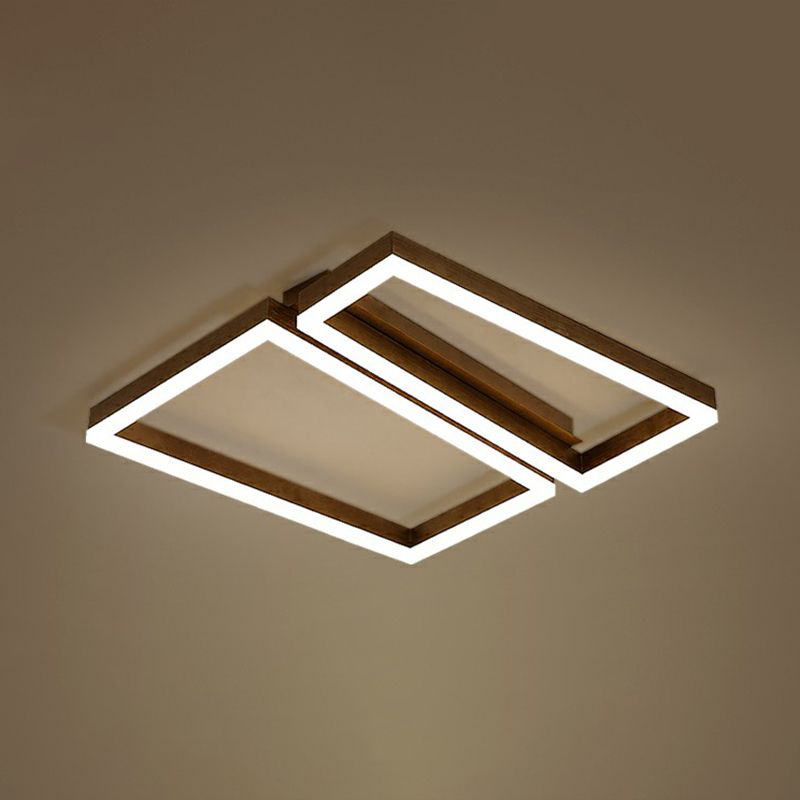 Trapezoide Metal LED Ceiling Mount Light Simple Coffee Finish Flushmount Lighting for Living Room