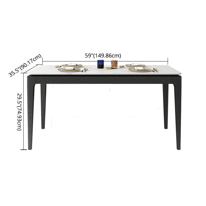 Modern White & Black Sintered Stone Dining Set Rectangle Shape Standard Dining Set for Kitchen
