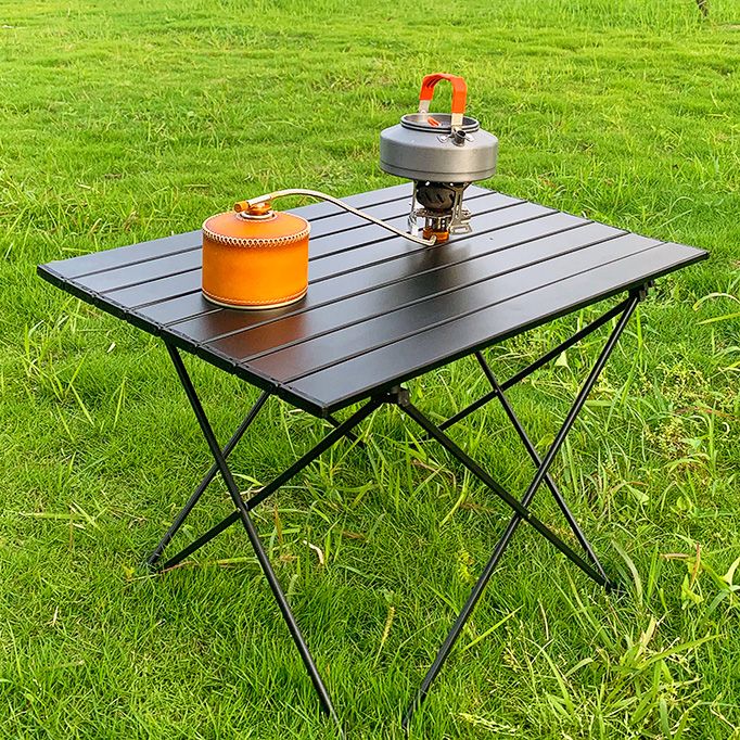 Black Aluminum Picnic Table Modern Outdoor Rectangle Shape Foldable Picnic Table