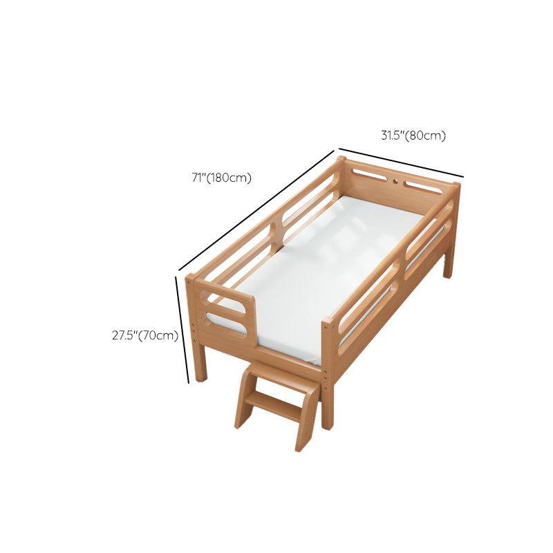 Natural Contemporary Solid Wood Nursery Bed with Guardrail for Bedroom