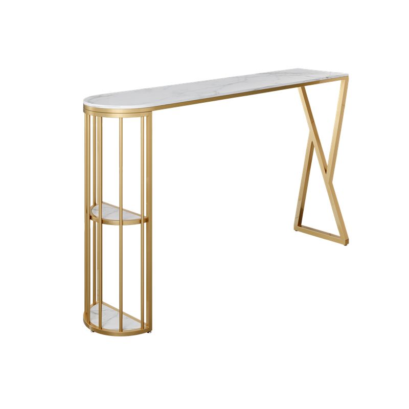 1/3 Pieces Glam Iron Bar Table Set Sintered Stone Top Bistro Set with Shelf