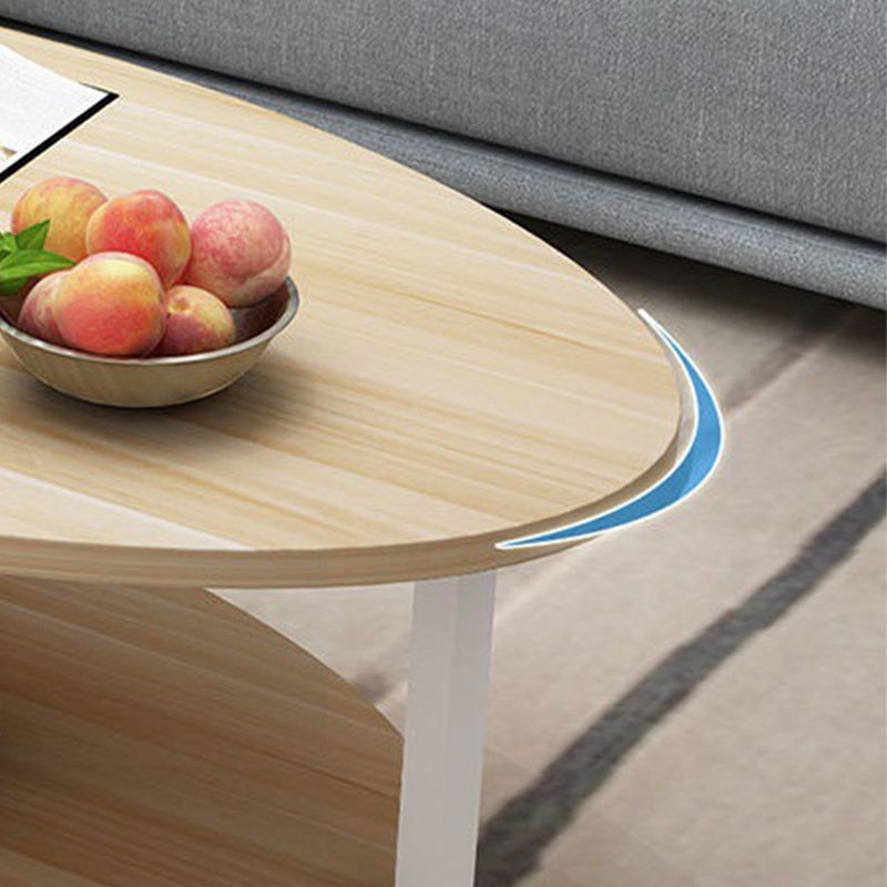 Solid Wood 4 Legs Coffee Table Modern Oval Coffee Table with Storage