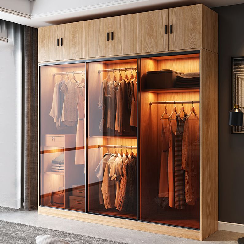 Clear Glass Door Storage Cabinet Modern Sliding Door Wardrobe for Home