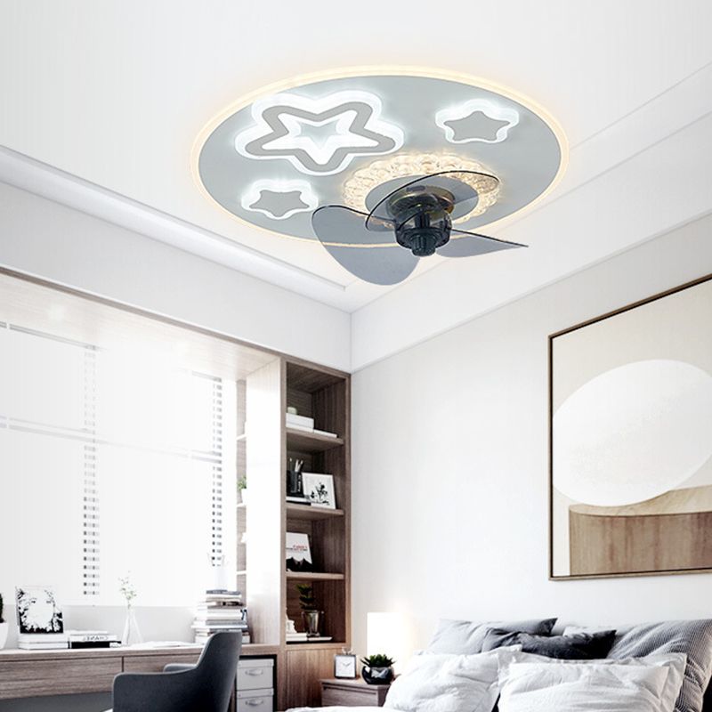 Schlafzimmer LED -Lüfterlampenlampe minimalistische weiße Halbflush -Licht mit kreisförmiger Acrylschatten