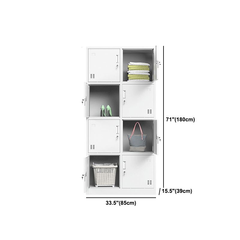 Contemporary Steel Storage Cabinet White Metal Hinged Door Cabinet