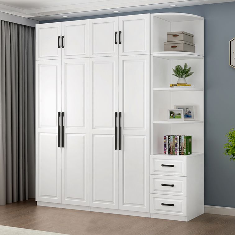 Freestanding Wood Frame Wardrobe Modern Hinged Soft Close Doors Wardrobe and Drawers